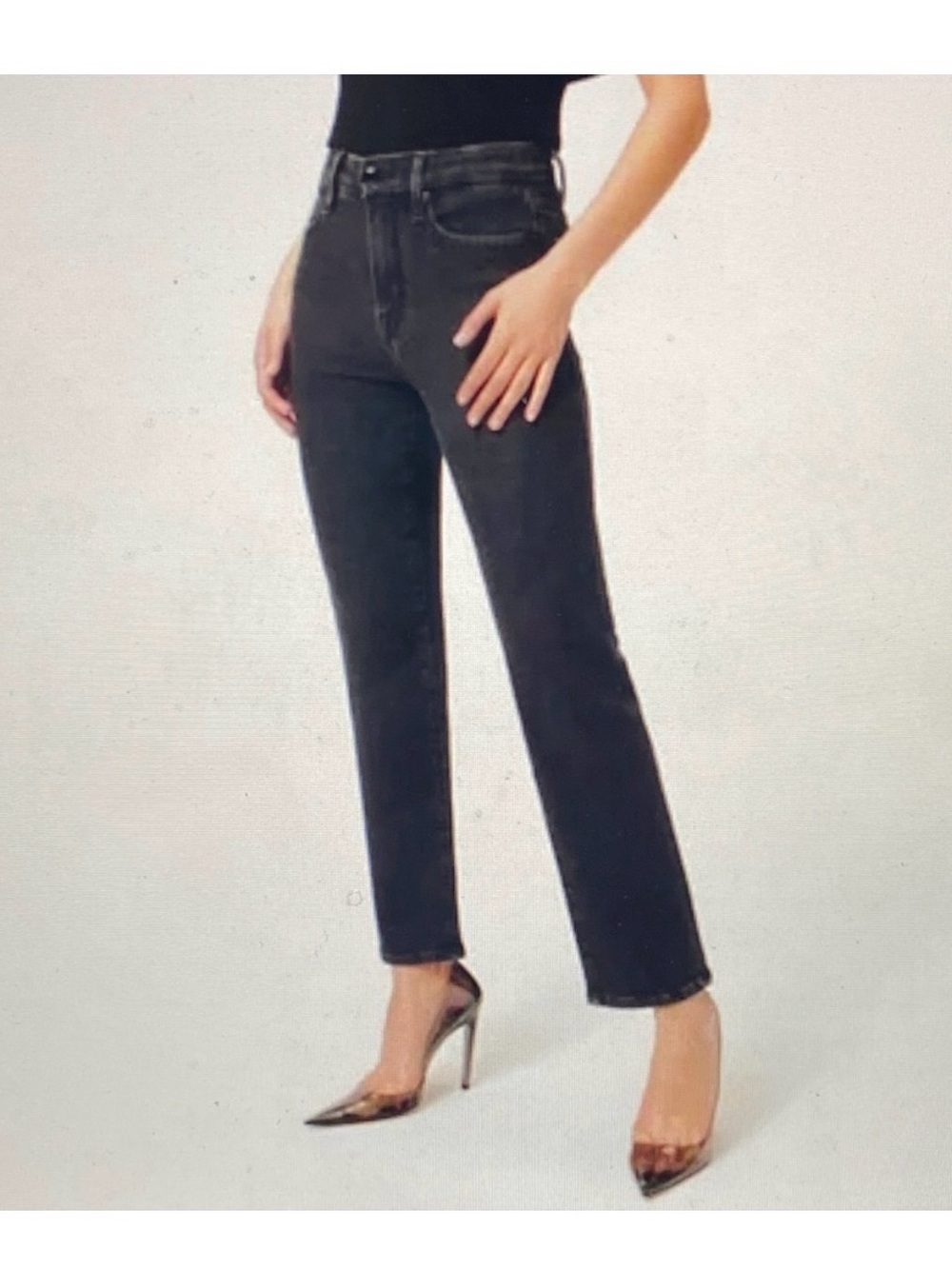 Good American Good Legs Straight Jean Black Ash Wash style GS419TFT